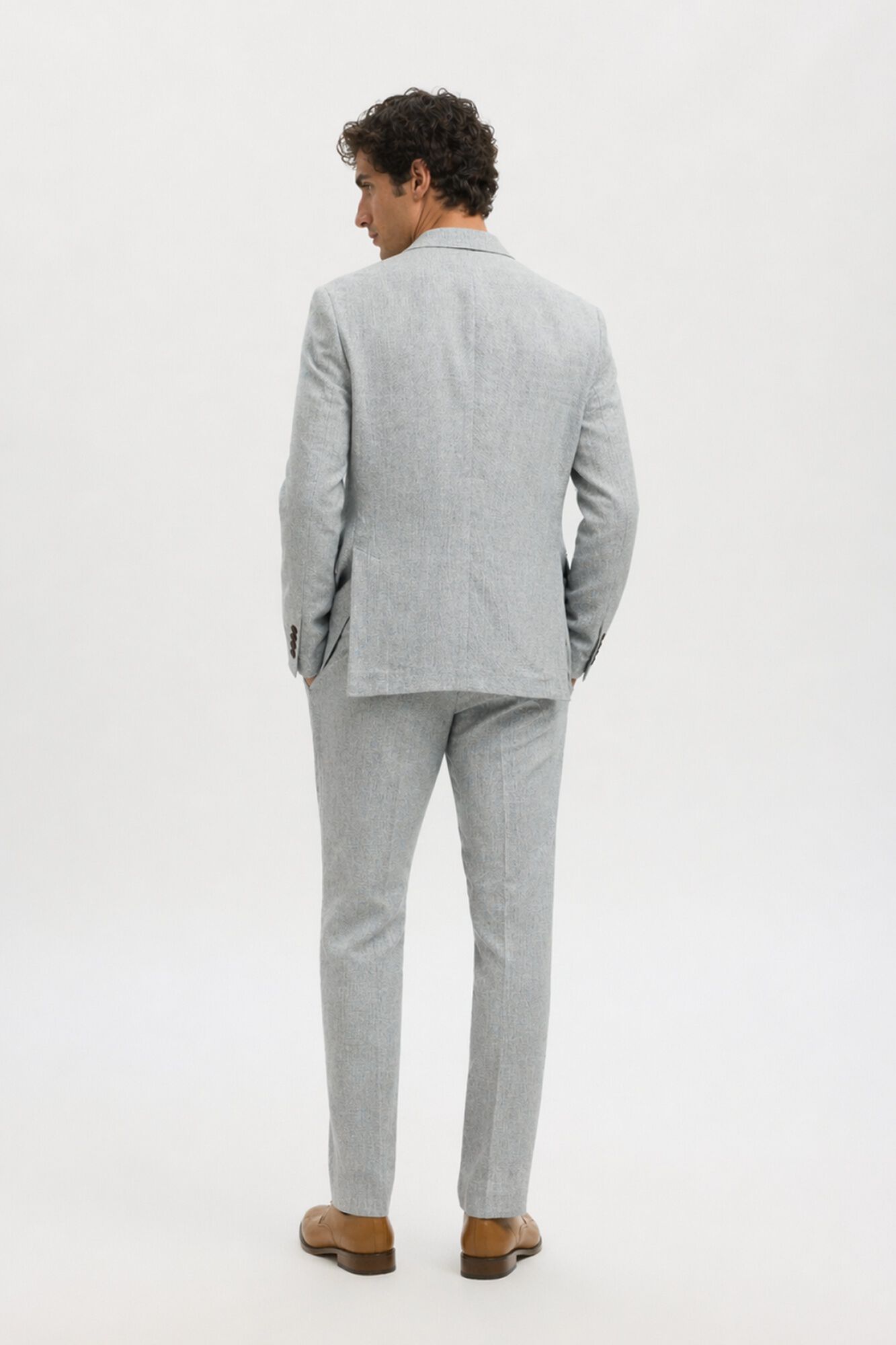 Selected Linen tailored trousers Grey