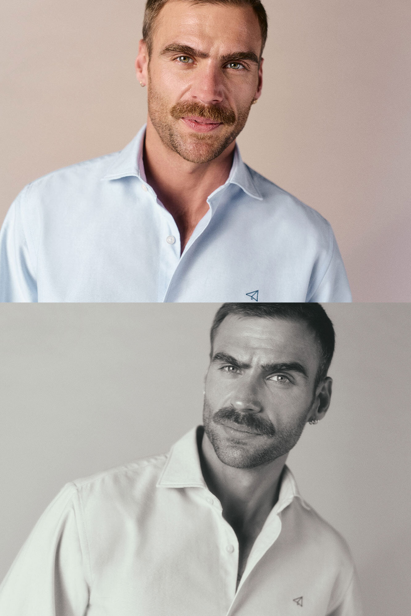 OOTO Camisa oxford lisa de manga comprida Azul