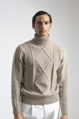 PuroEGO Su&eacute;ter Aran de gola alta Castanho