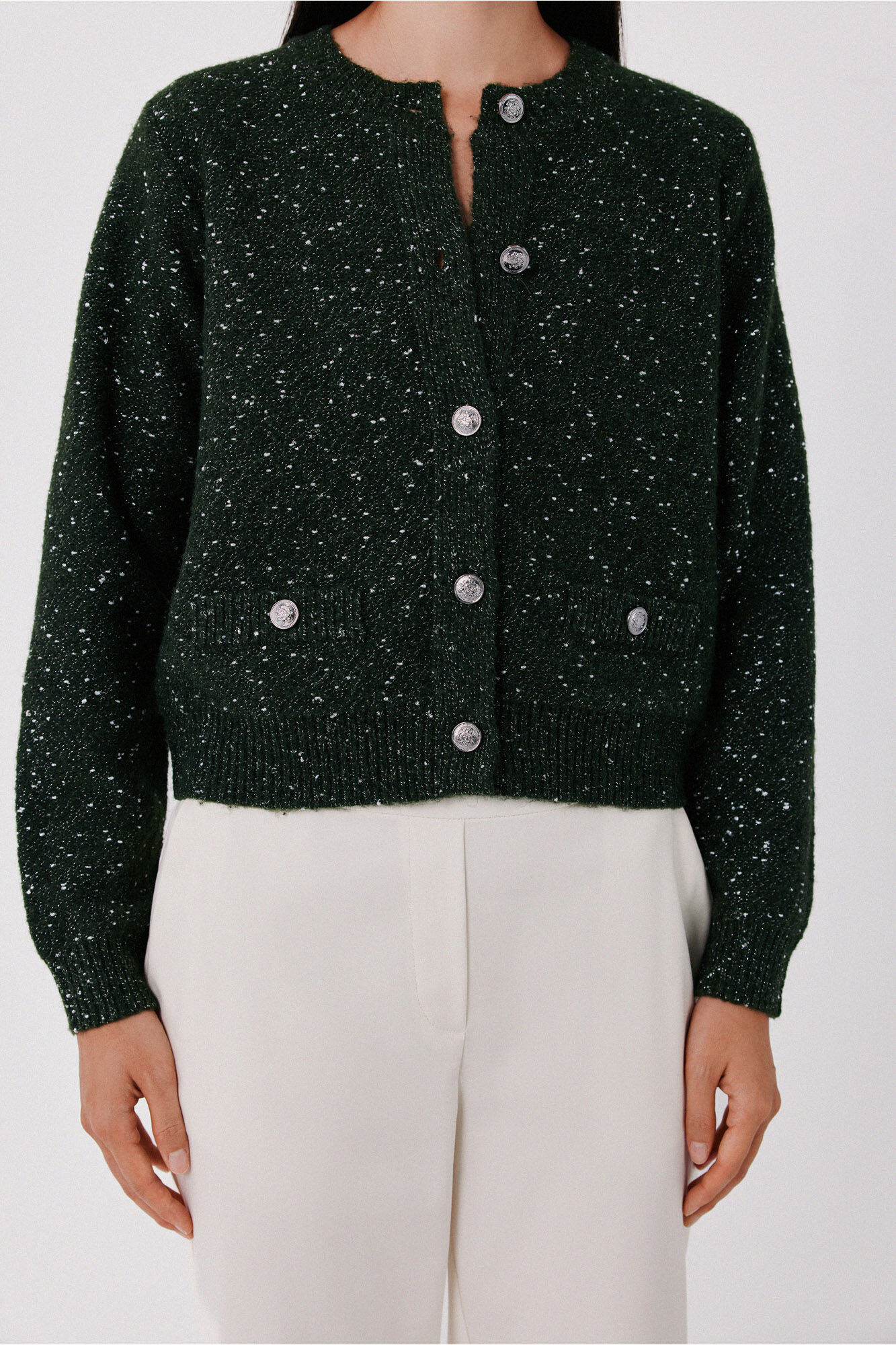 Cortefiel Short button jacket Dark green