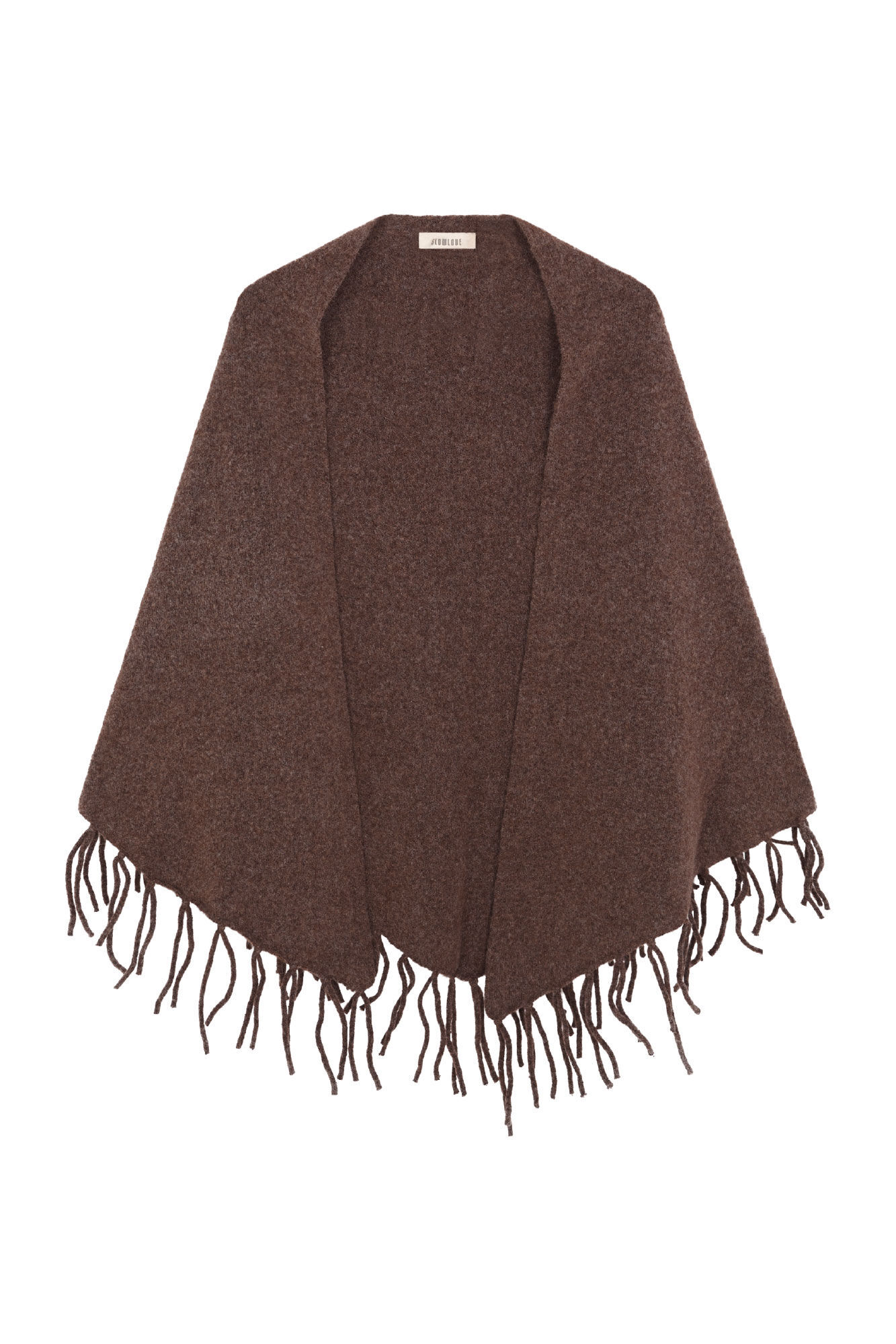 Slowlove Chal grueso flecos Marr&oacute;n