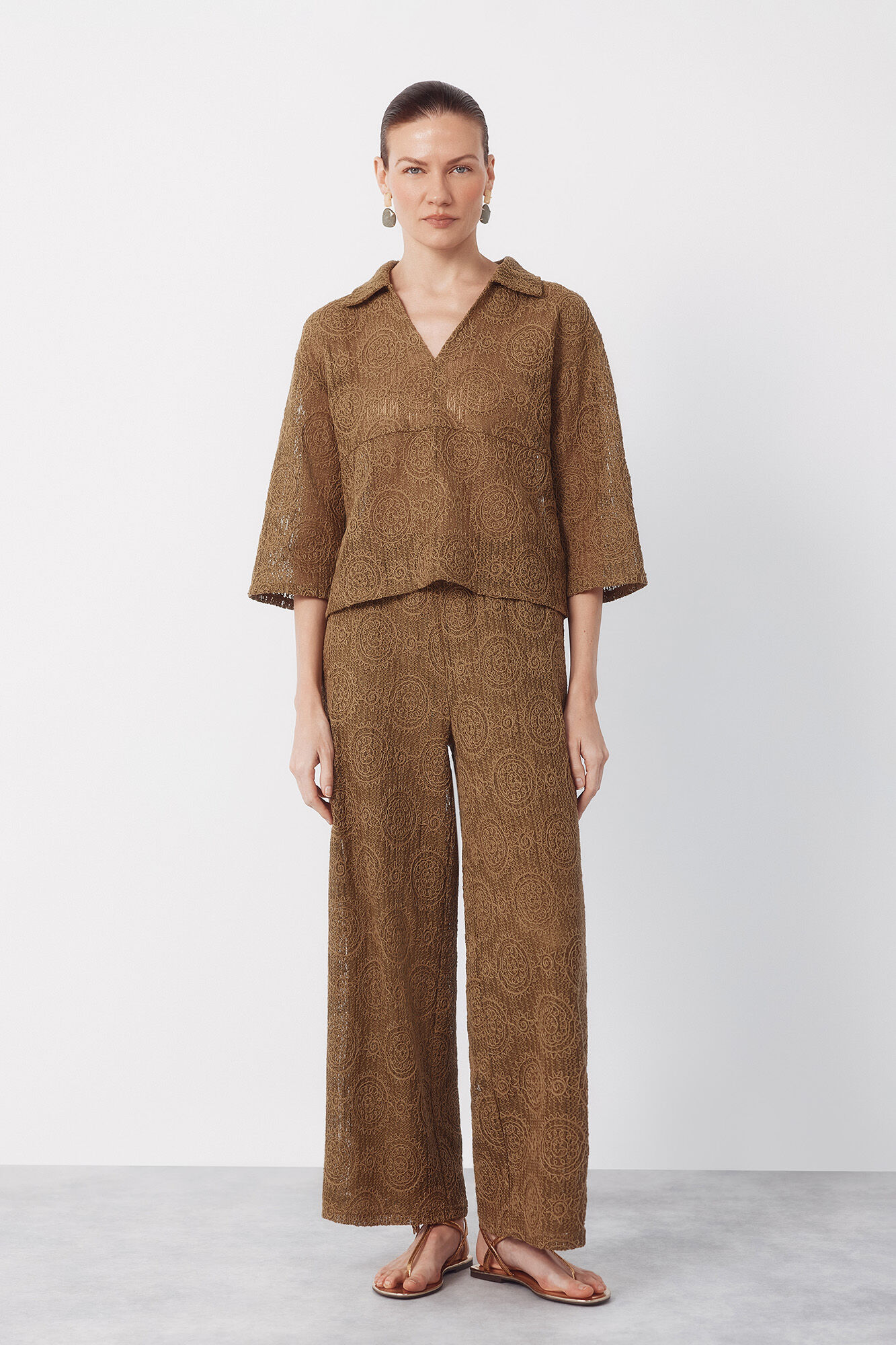 Cortefiel Crochet jersey-knit pants