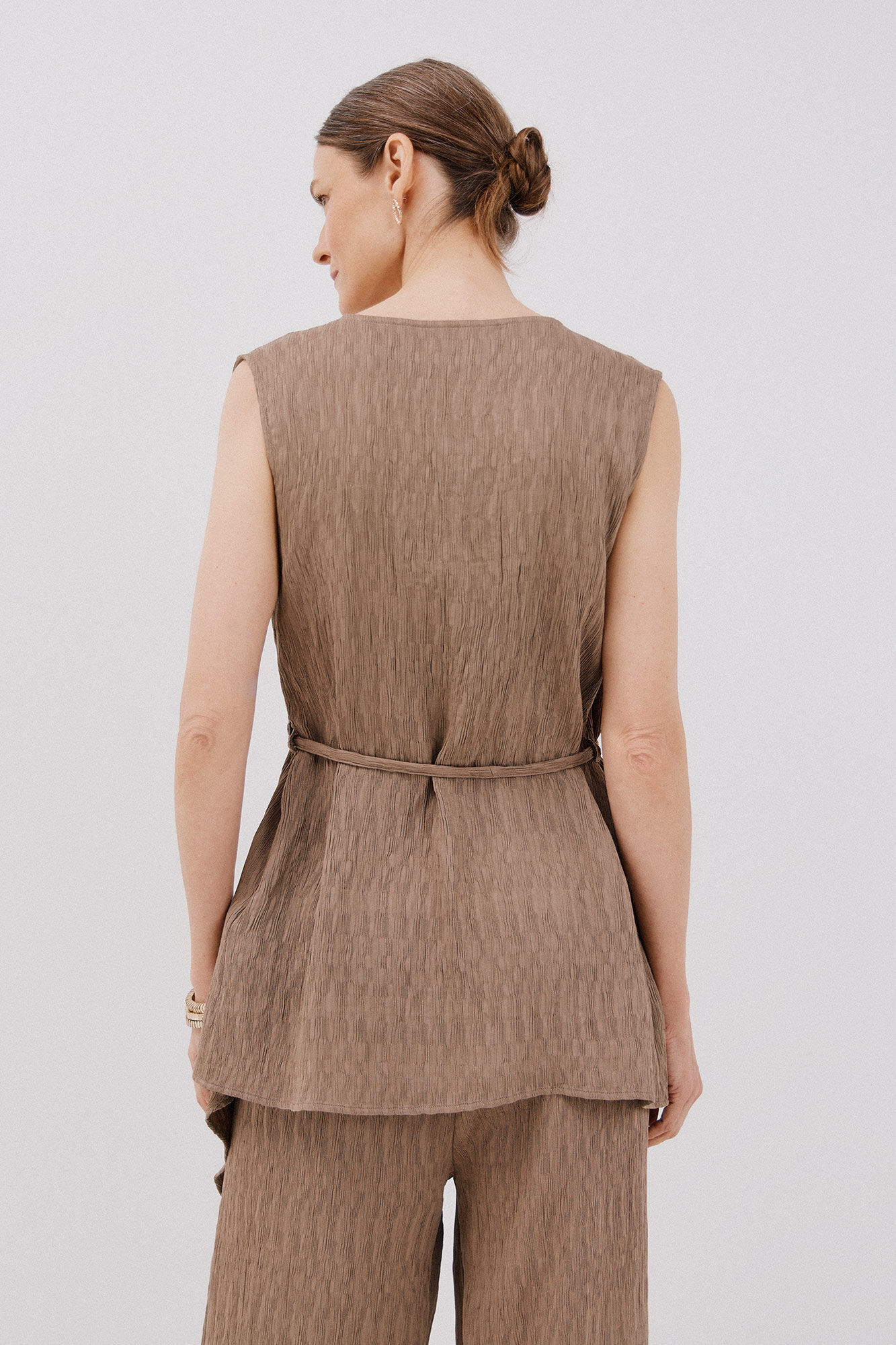 Cortefiel Asymmetrical textured top Printed brown