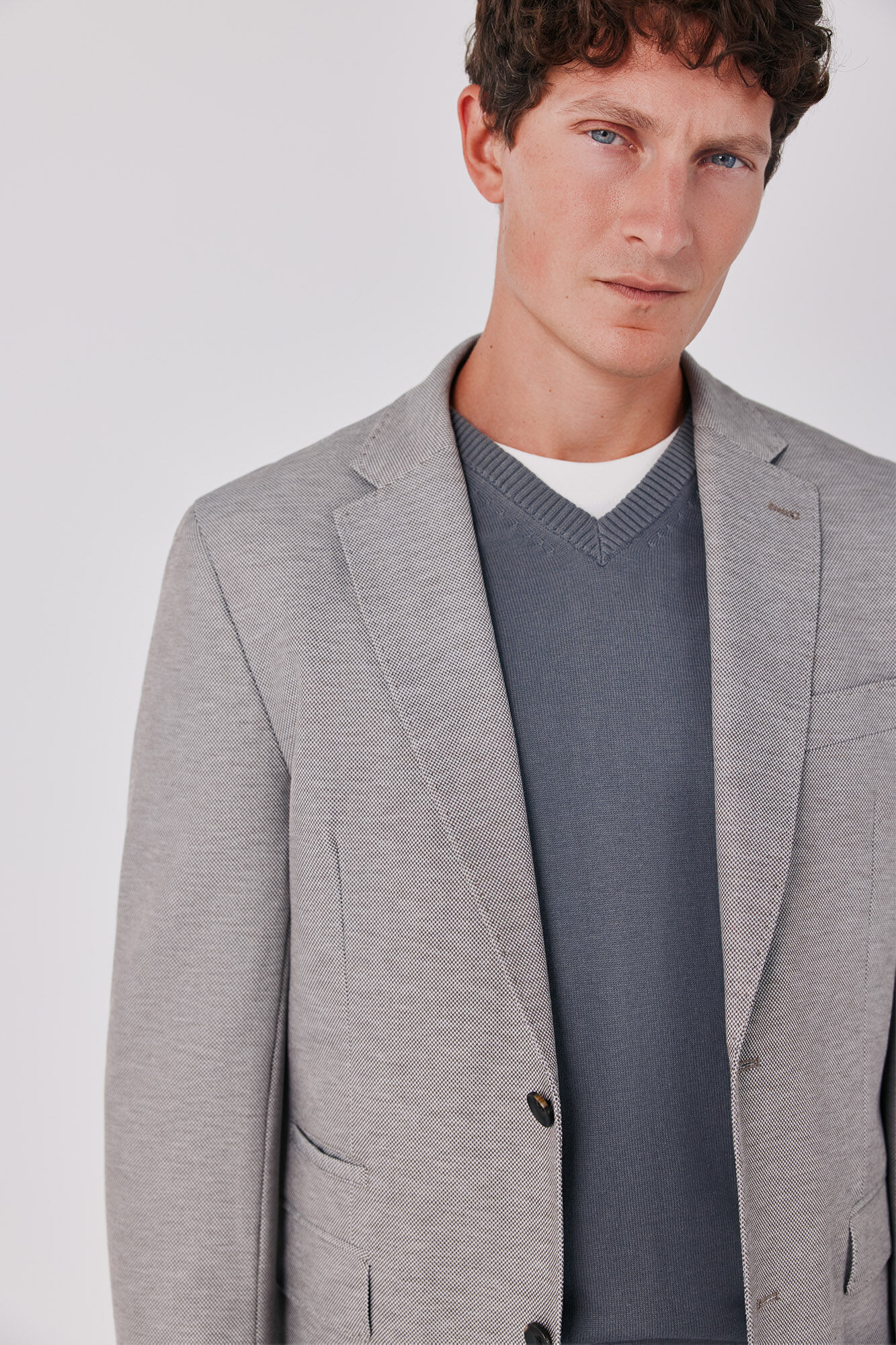 Cortefiel Basic knit blazer Beige