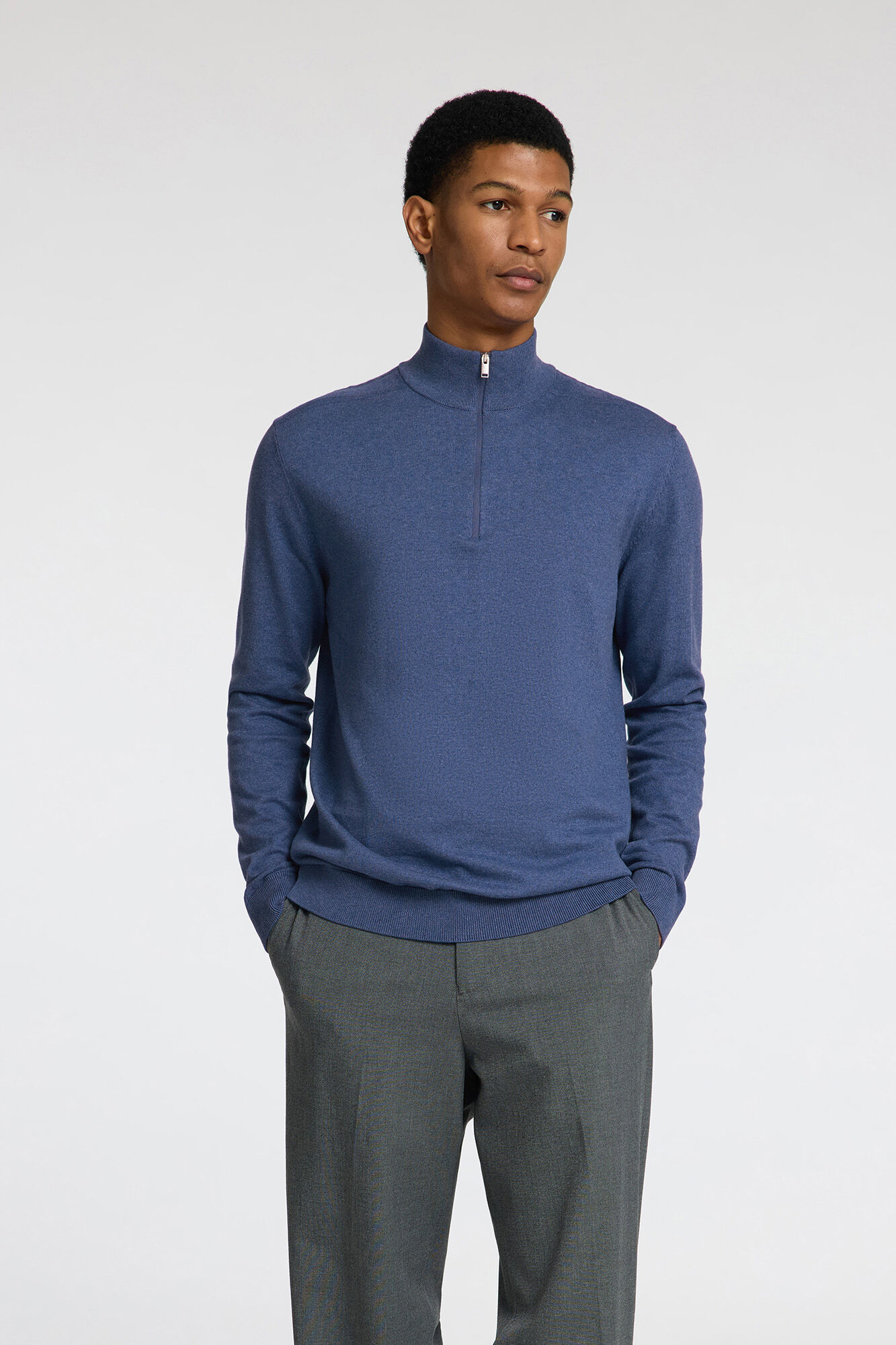 Selected Jersey de punto con media cremallera 100% algod&oacute;n