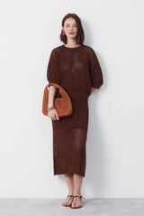 Cortefiel Jersey-knit openwork jumper Dark brown