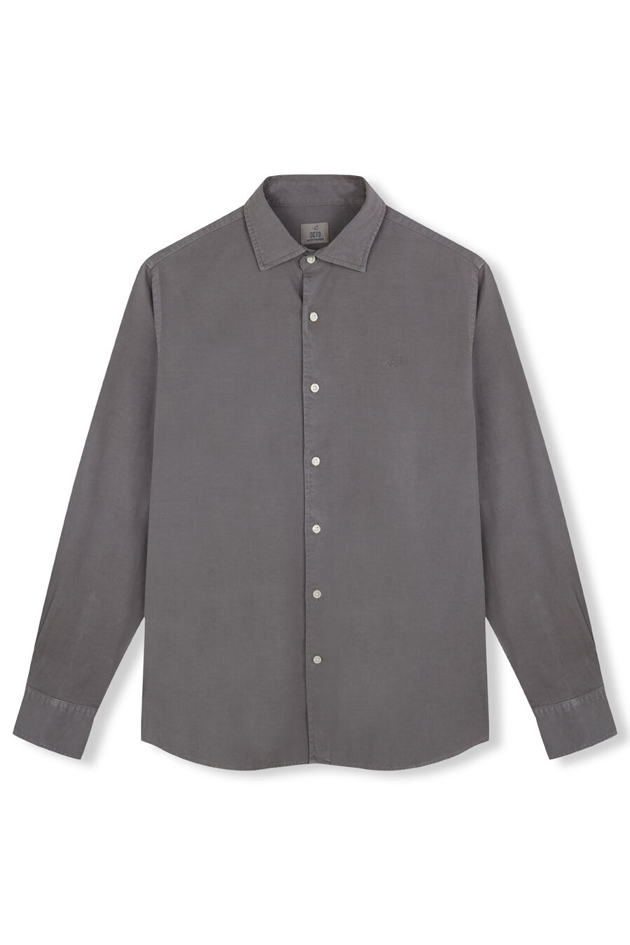 OOTO Camisa liso de algod&atilde;o tencel sarja Cinzento