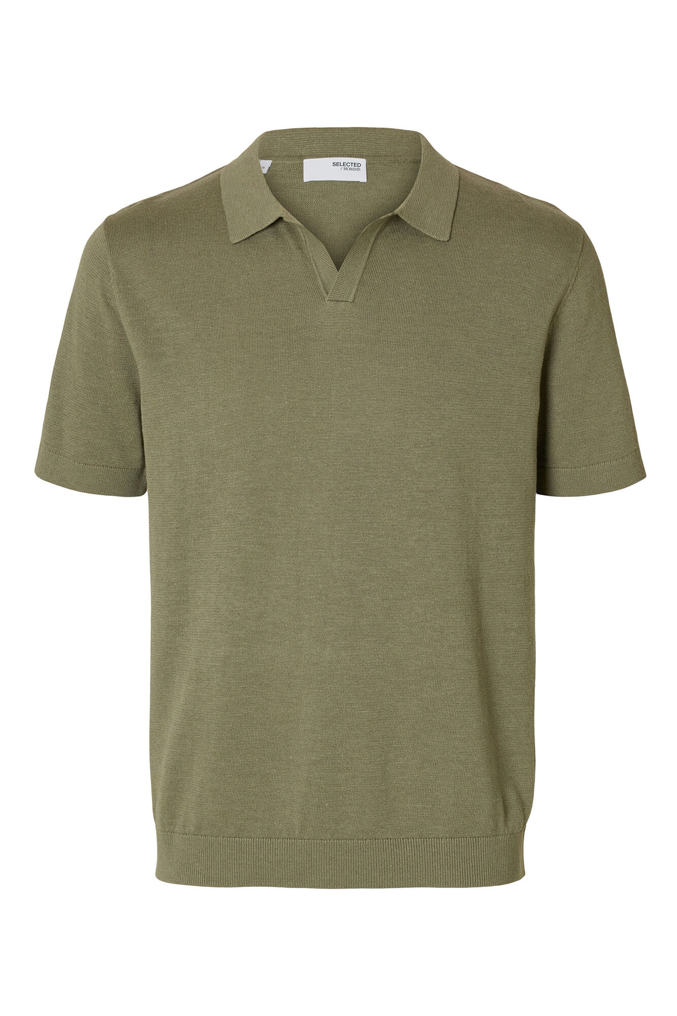 Selected Camisa polo de linho de manga manga curta Cinzento