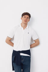 Cortefiel Coolmax&reg; jacquard collar polo shirt White