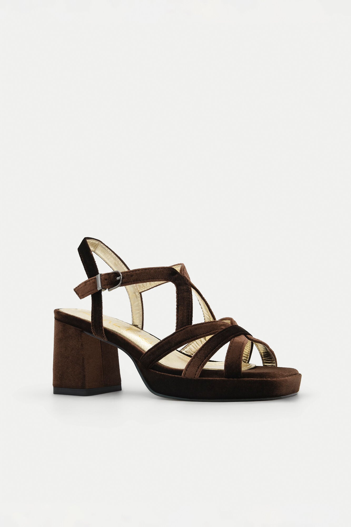 Azarey Sand&aacute;lia plataforma em veludo Castanho