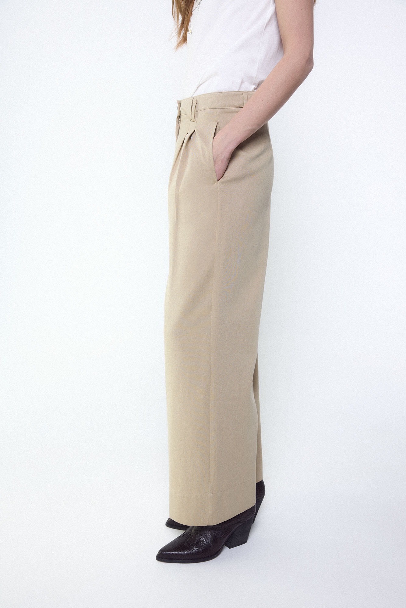 Slowlove Pantal&oacute;n tobillero ancho Beige