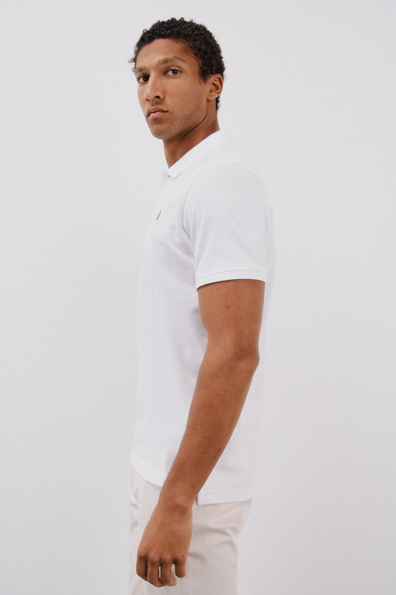 Cortefiel Essential slim polo shirt White