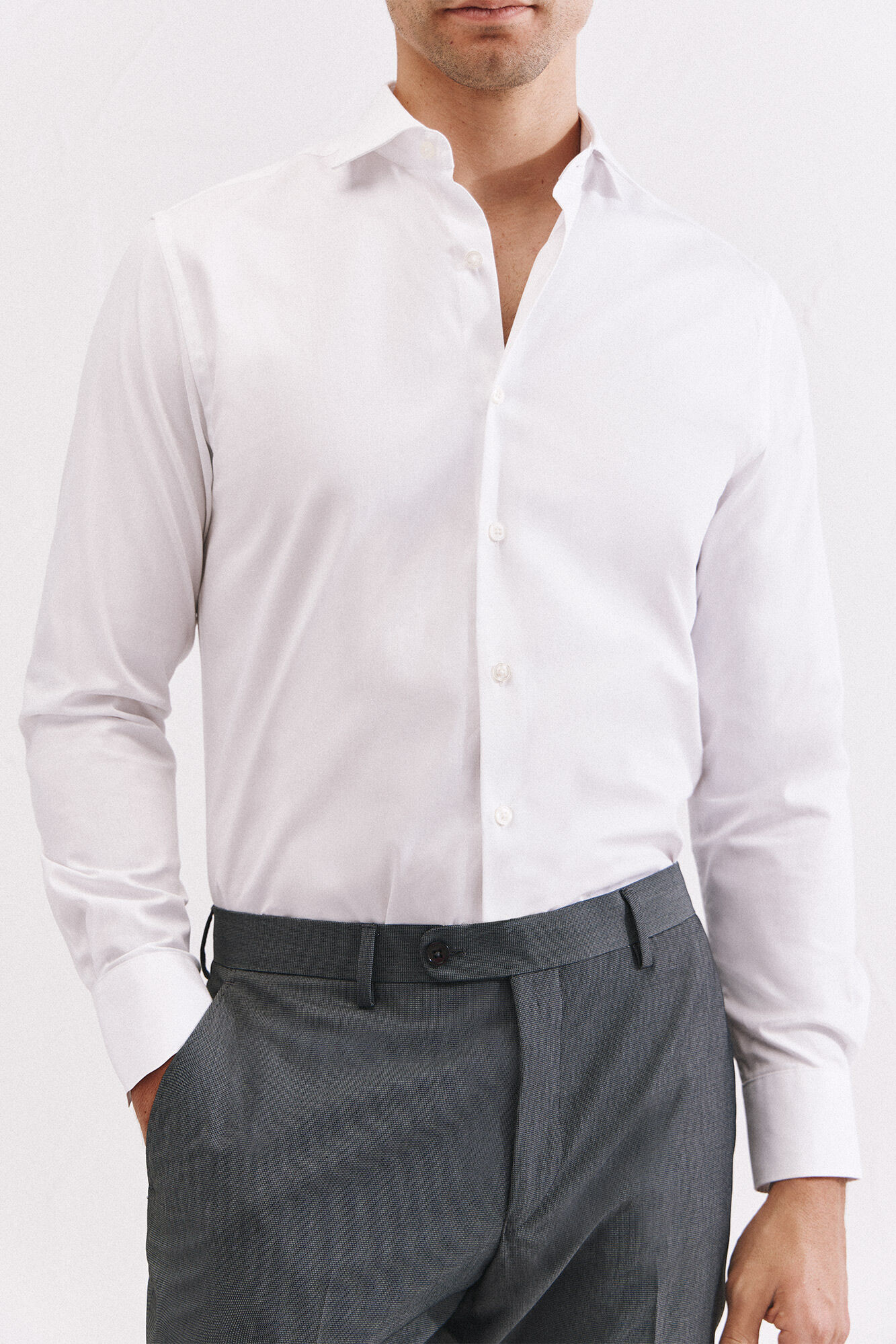 Cortefiel Plain easy-iron dress shirt White