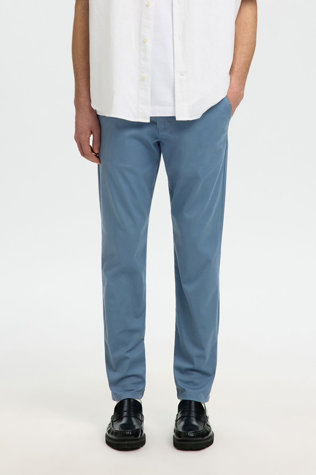 Selected Cal&ccedil;as chino para homem slim fit Cinzento