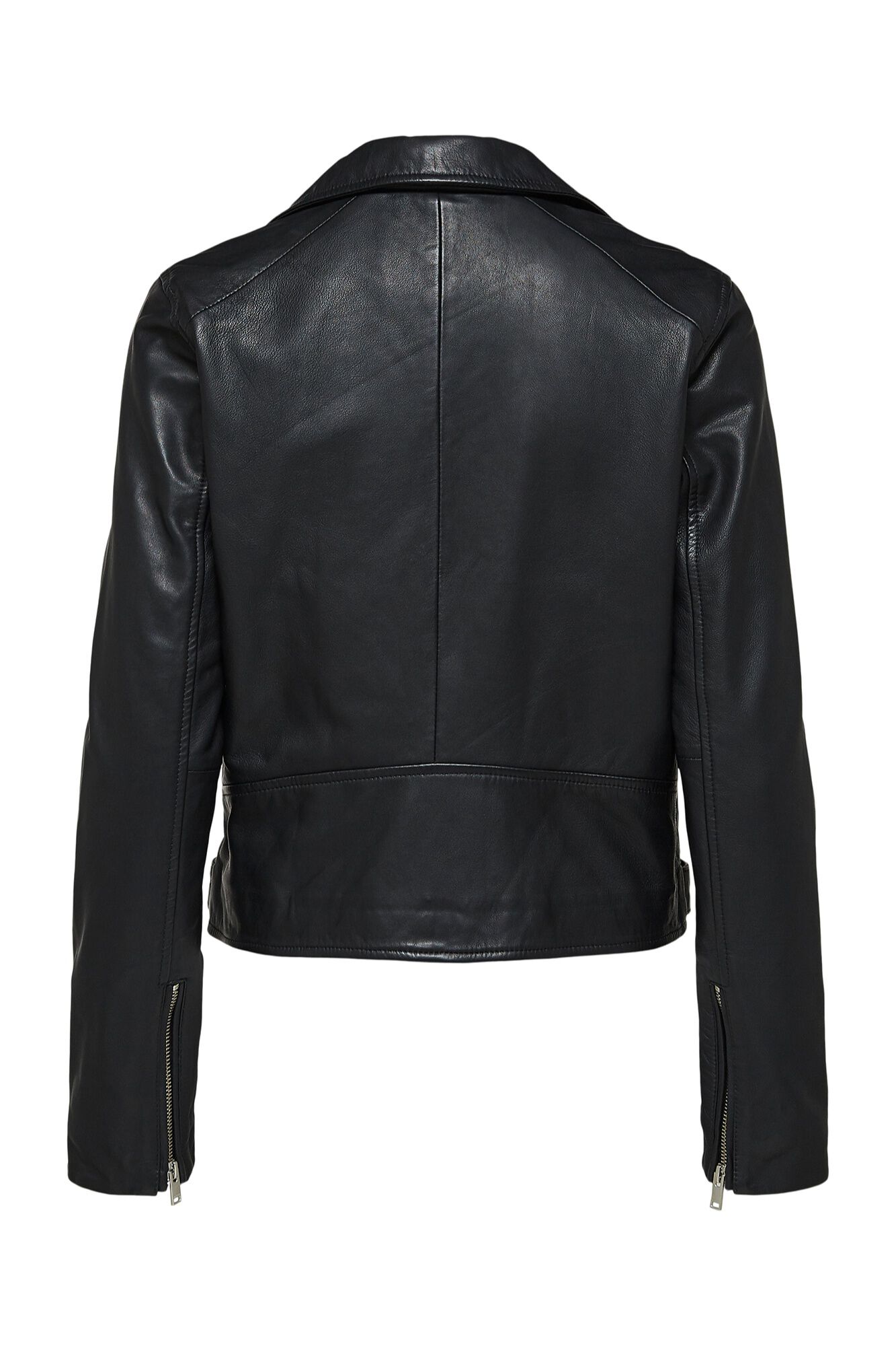 Selected Blus&atilde;o biker cropped 100% couro. Preto