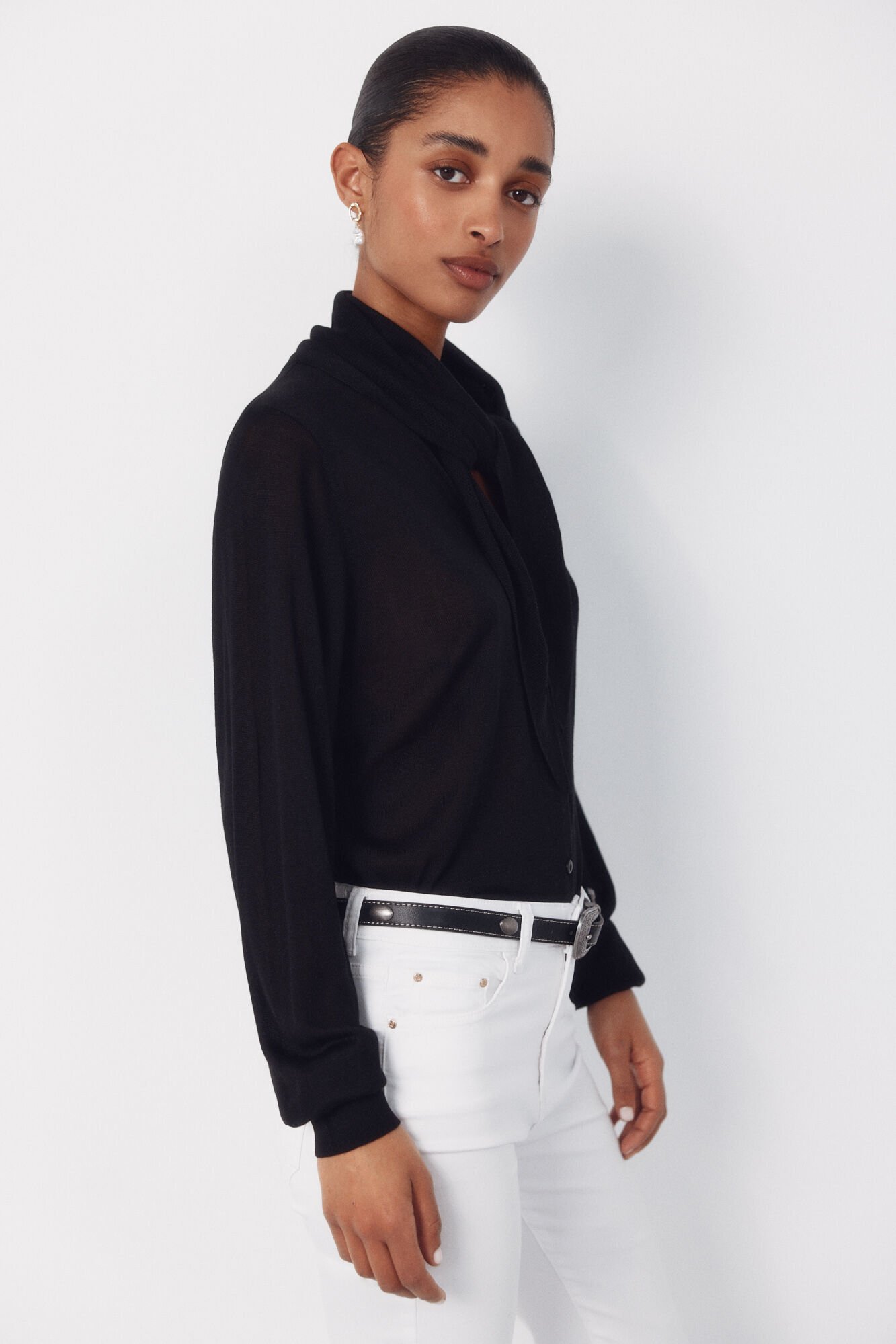 Cortefiel Jersey-knit basic jacket Black