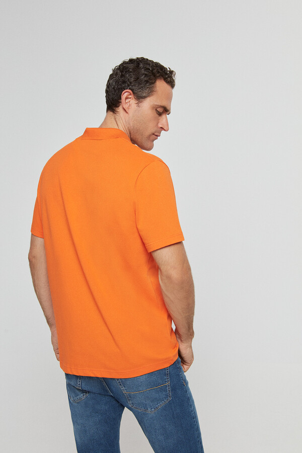 Cortefiel Polo shirt with stitched crocodile embroidery Orange