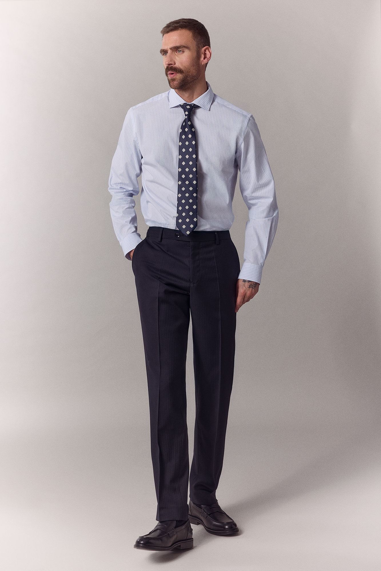 OOTO Blazer de fato com risca de giz Azul