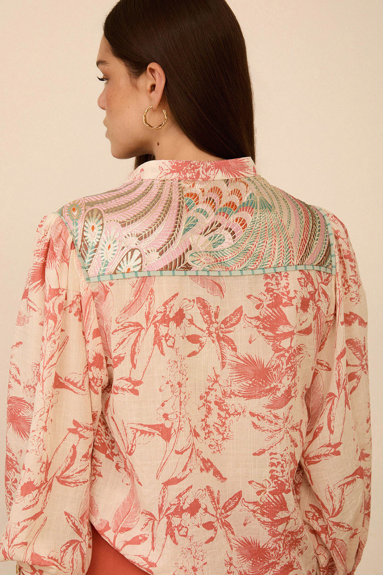 Meisie Blusa estampada bimaterial Impress&atilde;o