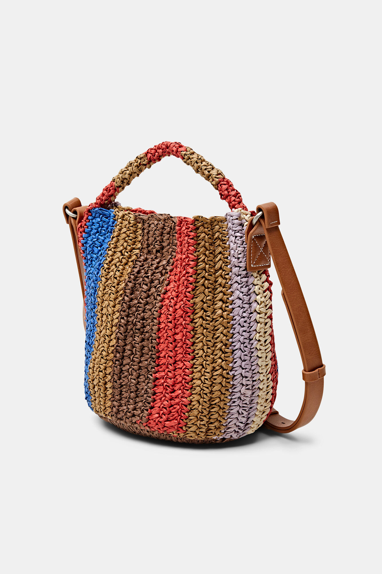 Esprit Striped woven paper crossbody bag Multicolour