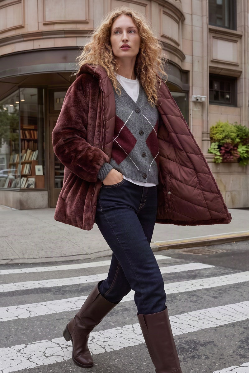Cortefiel Anorak acolchado reversible efecto pelo