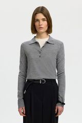Selected Polo 100% l&atilde; merino Cinzento
