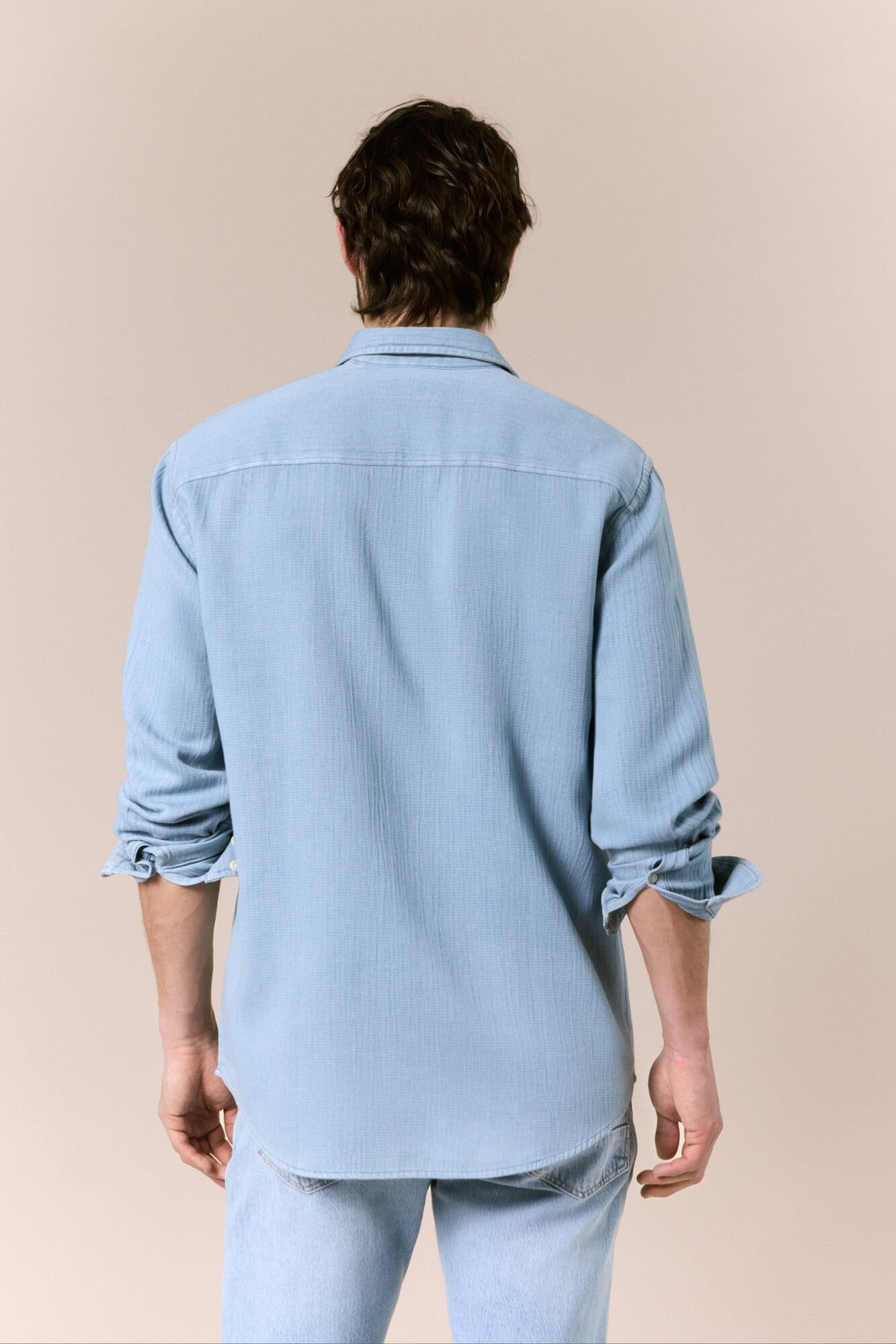 OOTO Camisa manga comprida em denim Azul