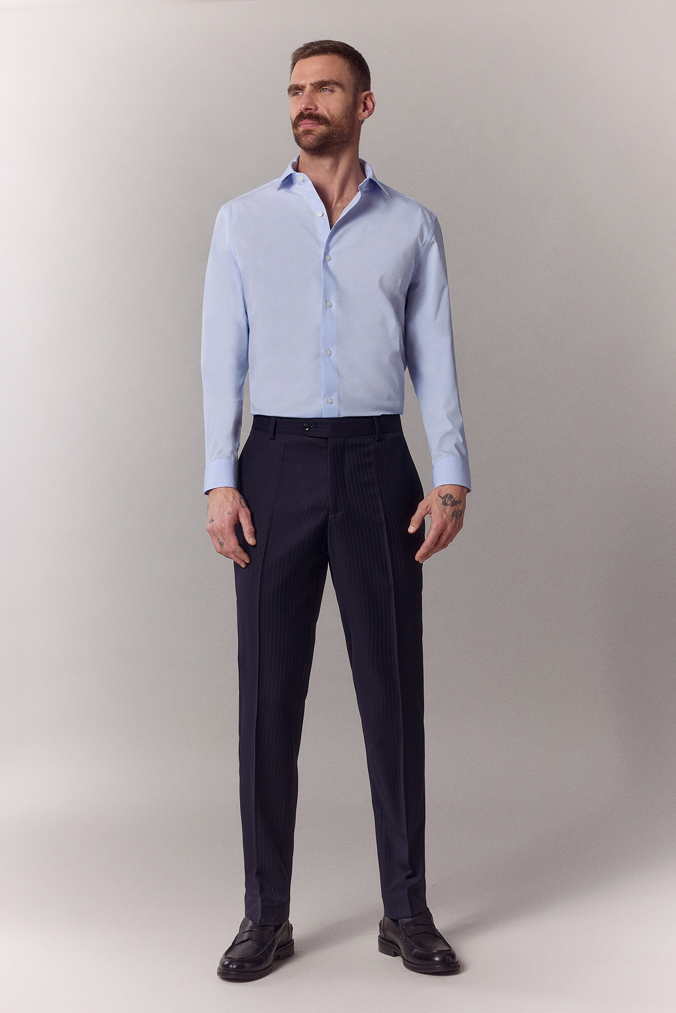 OOTO Camisa lisa popel&iacute;n manga larga