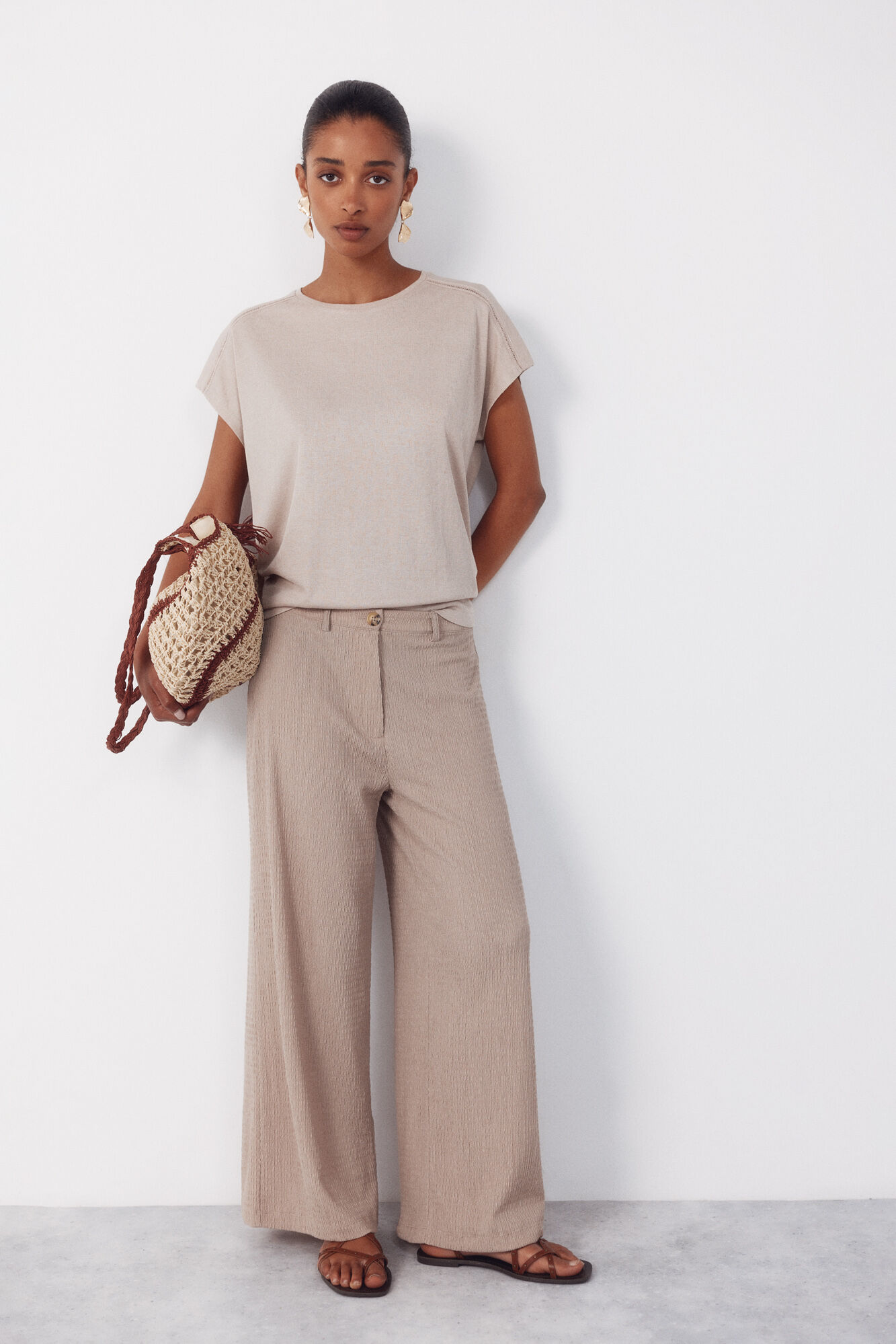 Cortefiel Flowy textured trousers