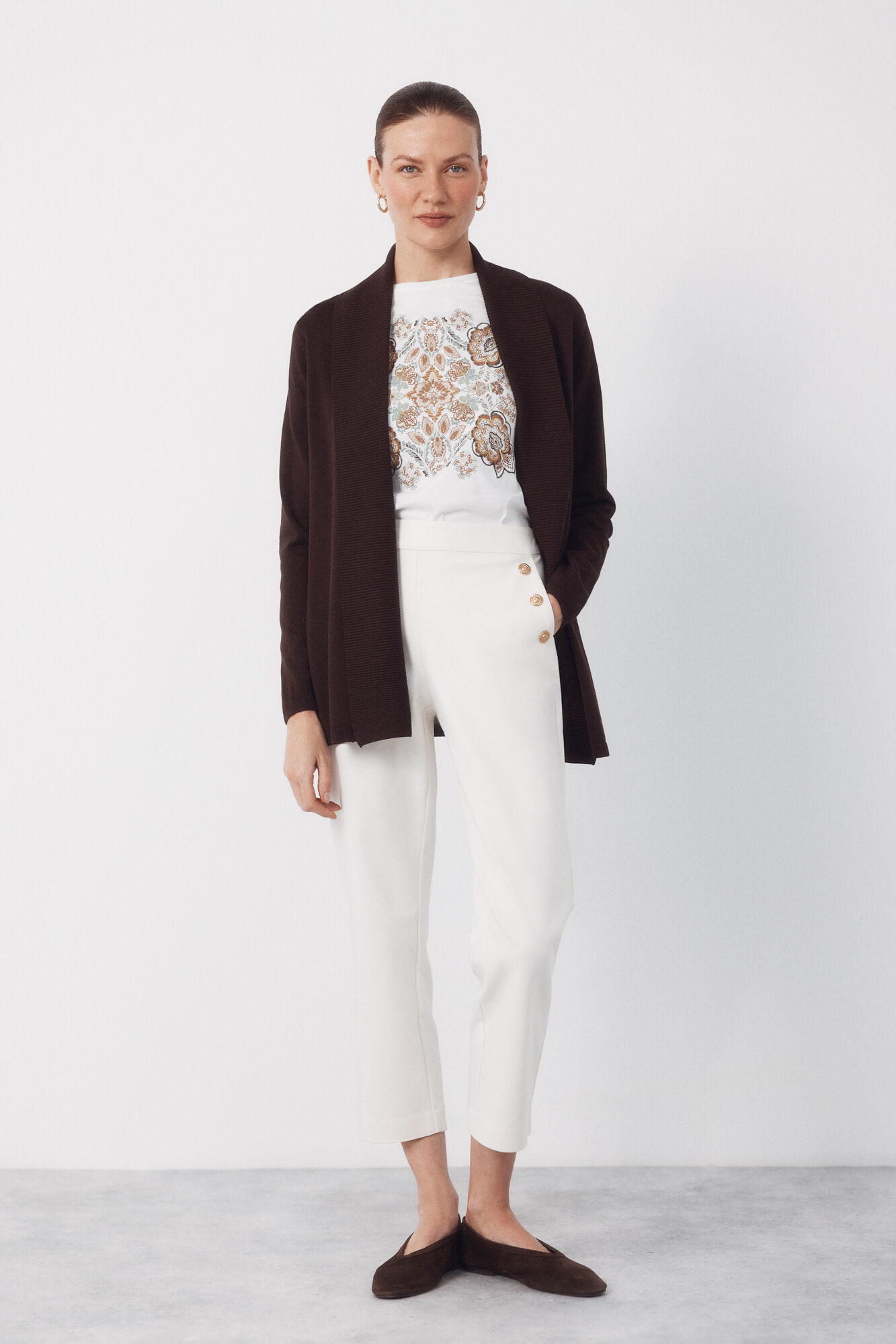 Cortefiel Cardigan with shawl neckline Dark brown