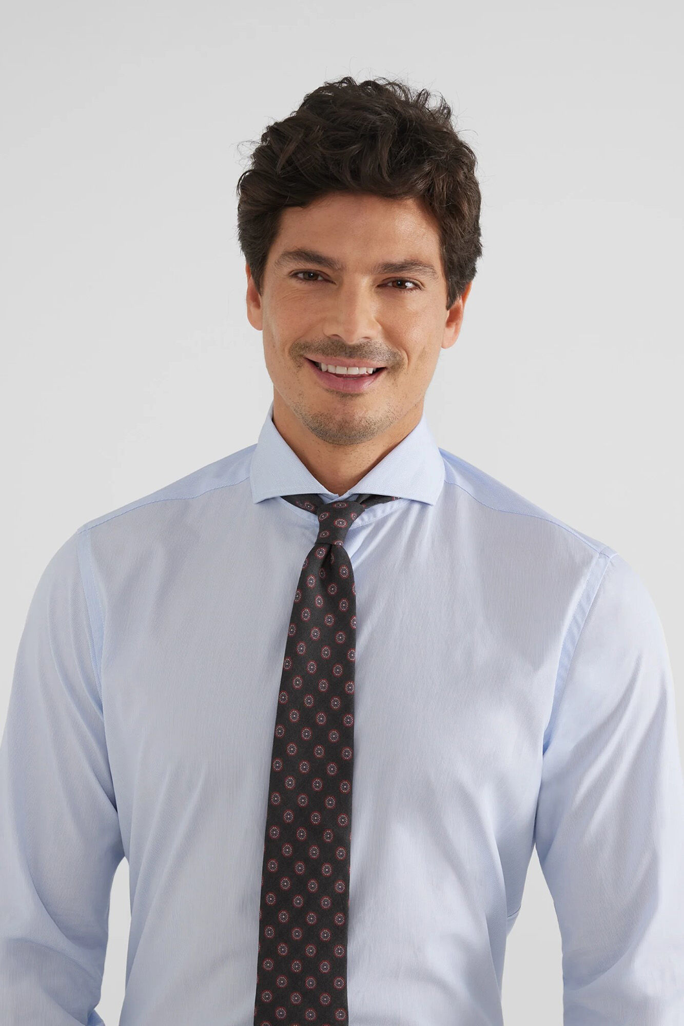 Silbon Camisa de vestir mini riscas punho simples Azul