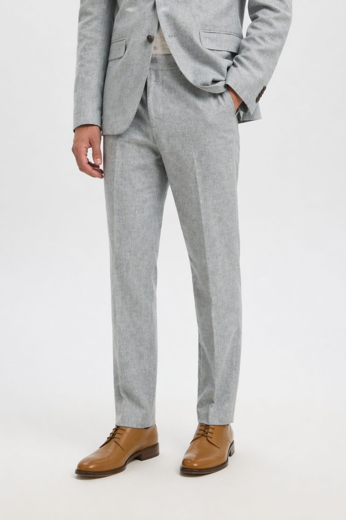 Selected Linen tailored trousers Grey