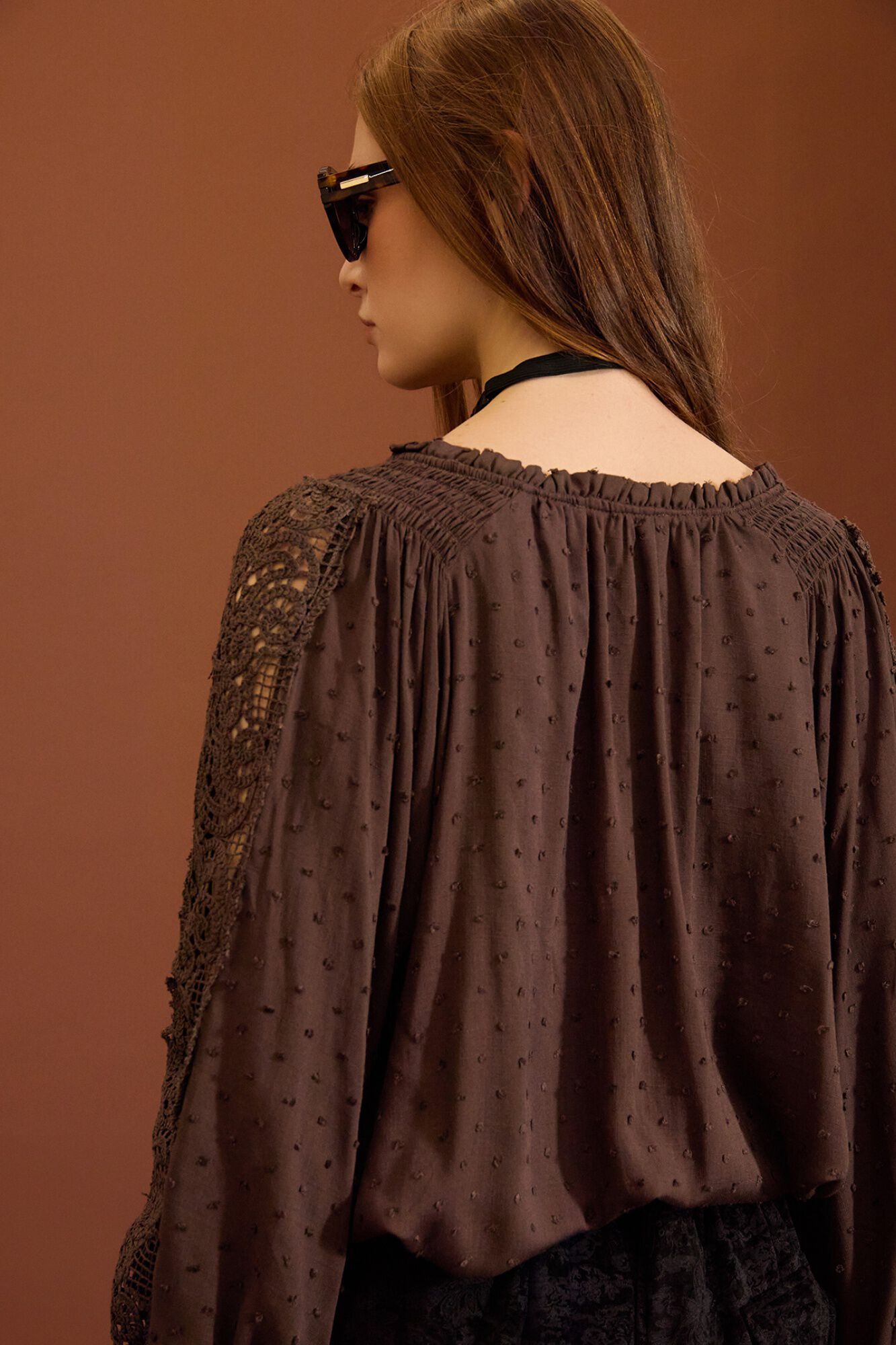 Meisie Blusa en plumeti y encaje