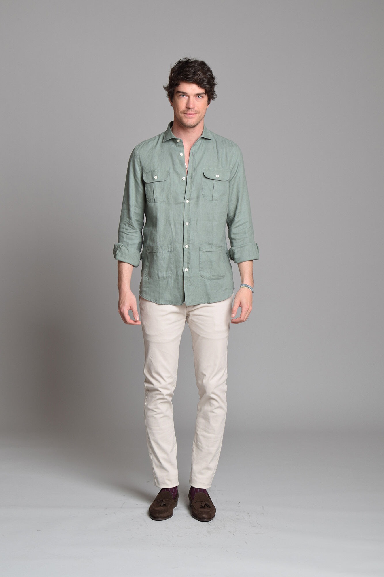 Cloking Regular fit casual guayabera Green