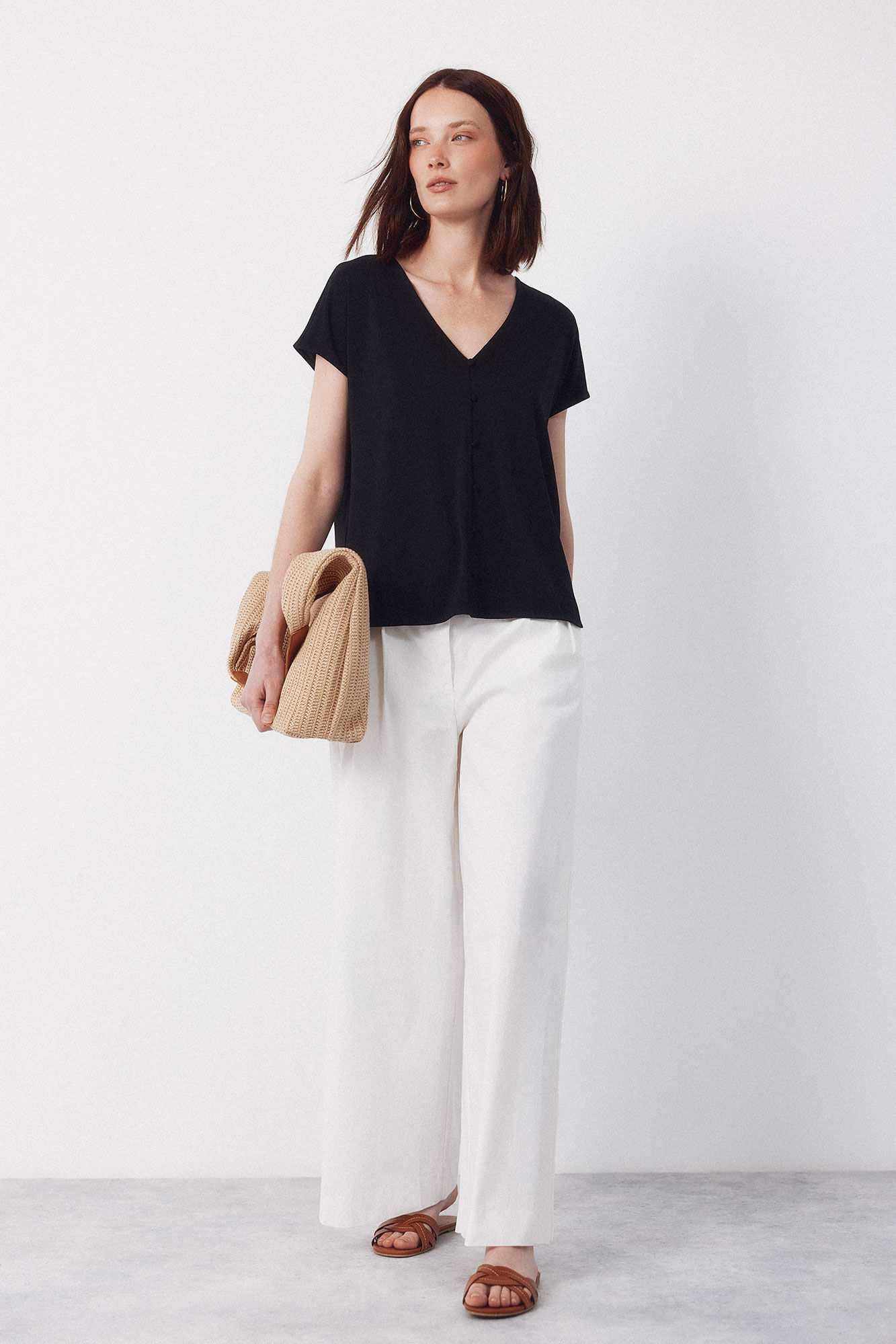 Cortefiel Raffia ring hobo bag