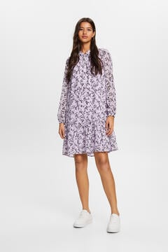 Cortefiel Sustainable short floral print dress Lilac