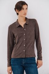 Cortefiel Elastic buttons shirt Dark brown