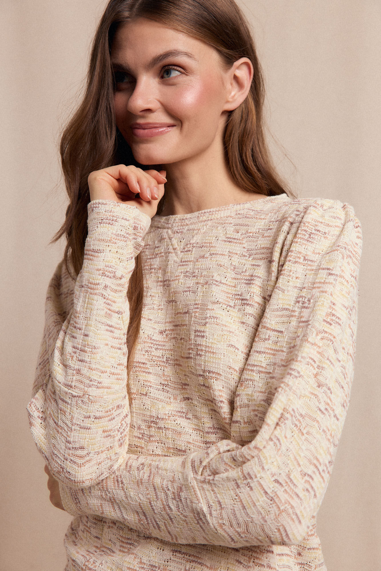 Slowlove Top estruturado franzido Tostado