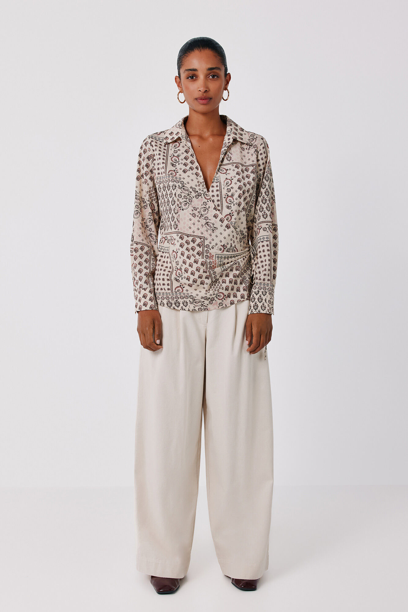 Cortefiel Blusa estampada cruzada