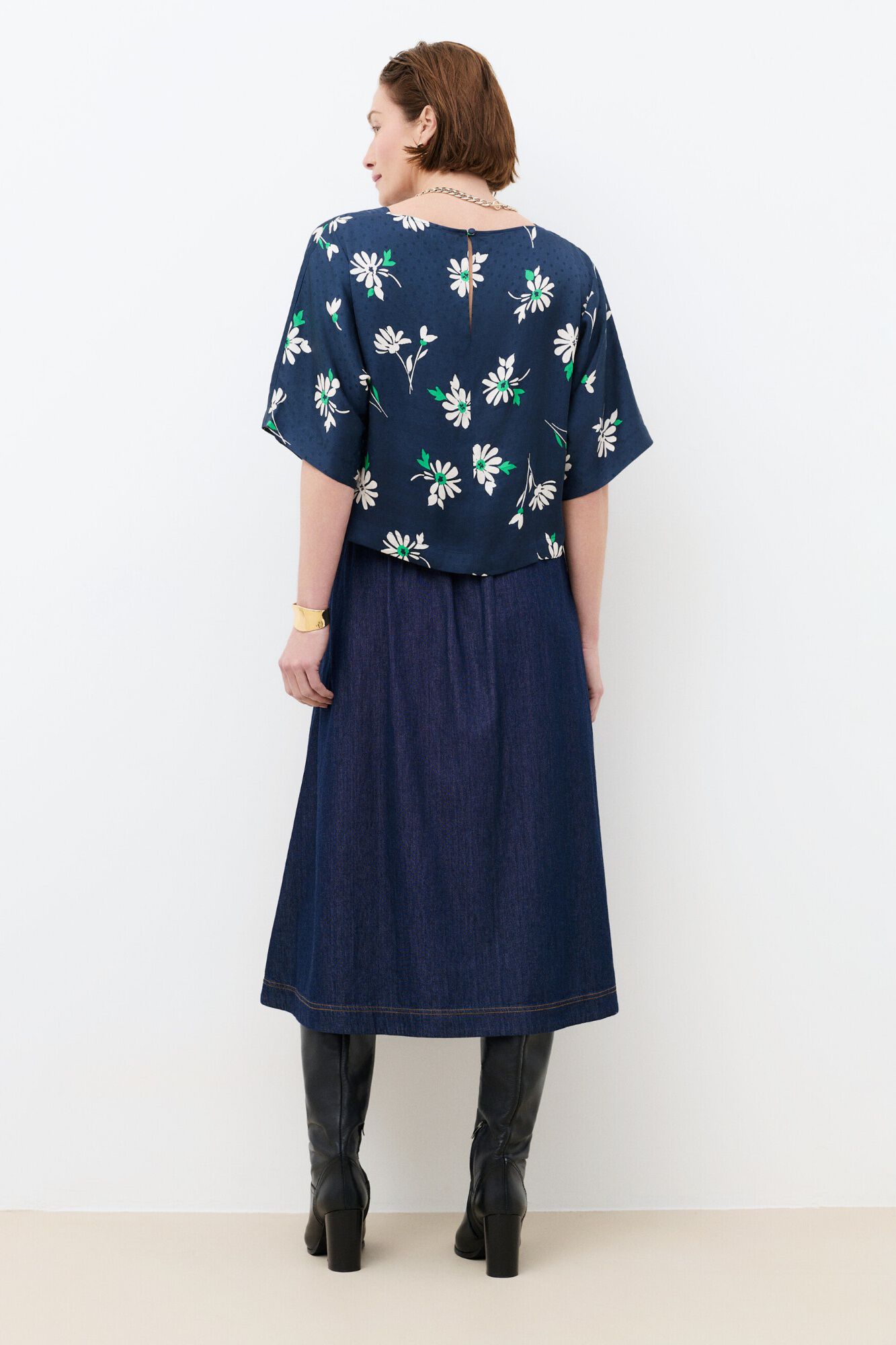 Caroll Cscarf straight cut shirt Printed blue