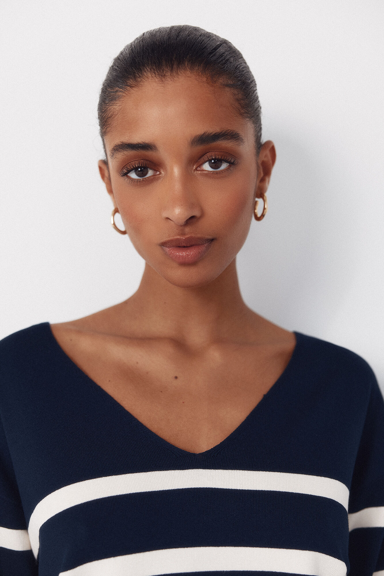 Cortefiel Jersey escote pico Estampado azul