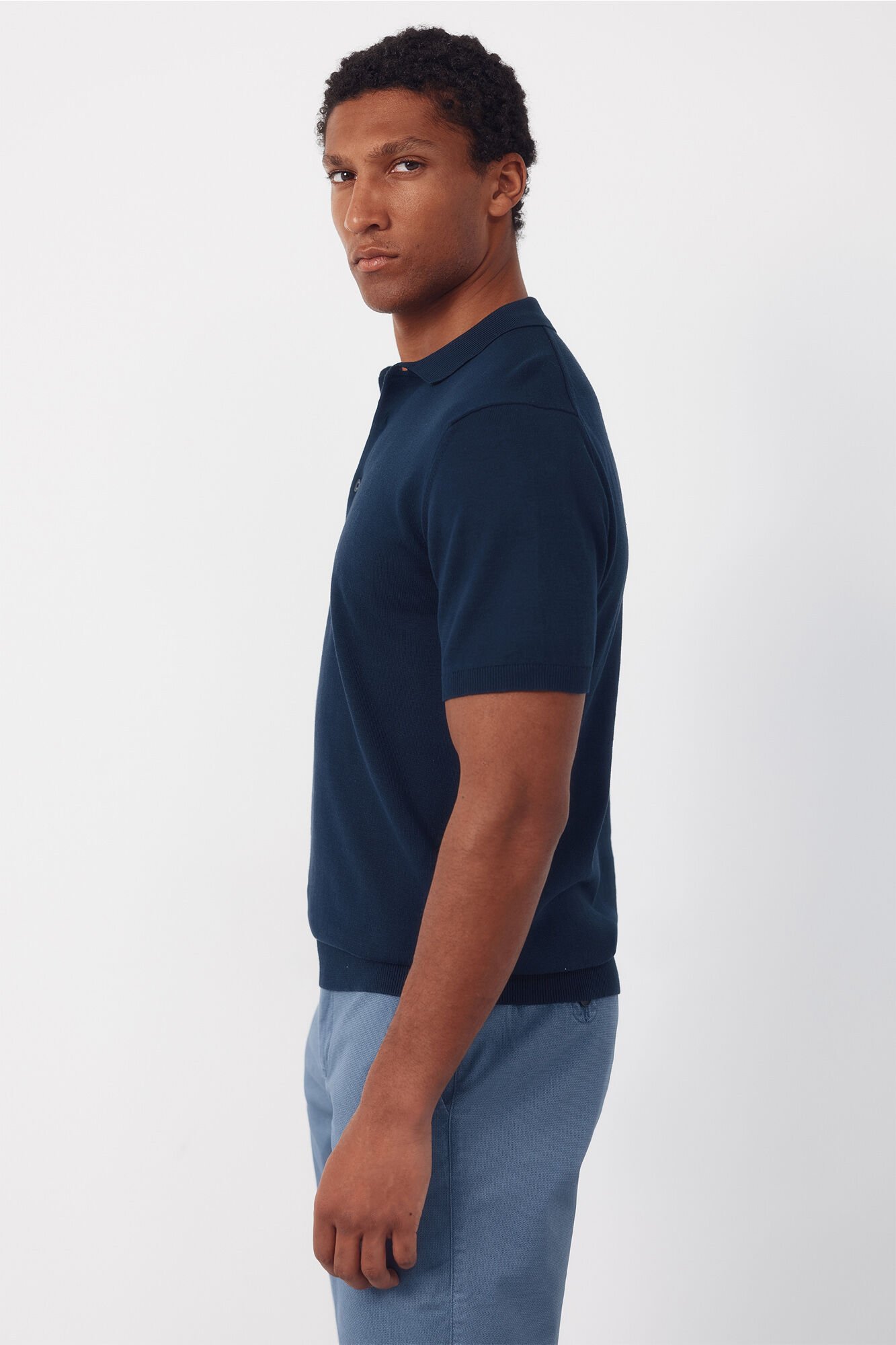 Cortefiel Basic short sleeve polo shirt Navy