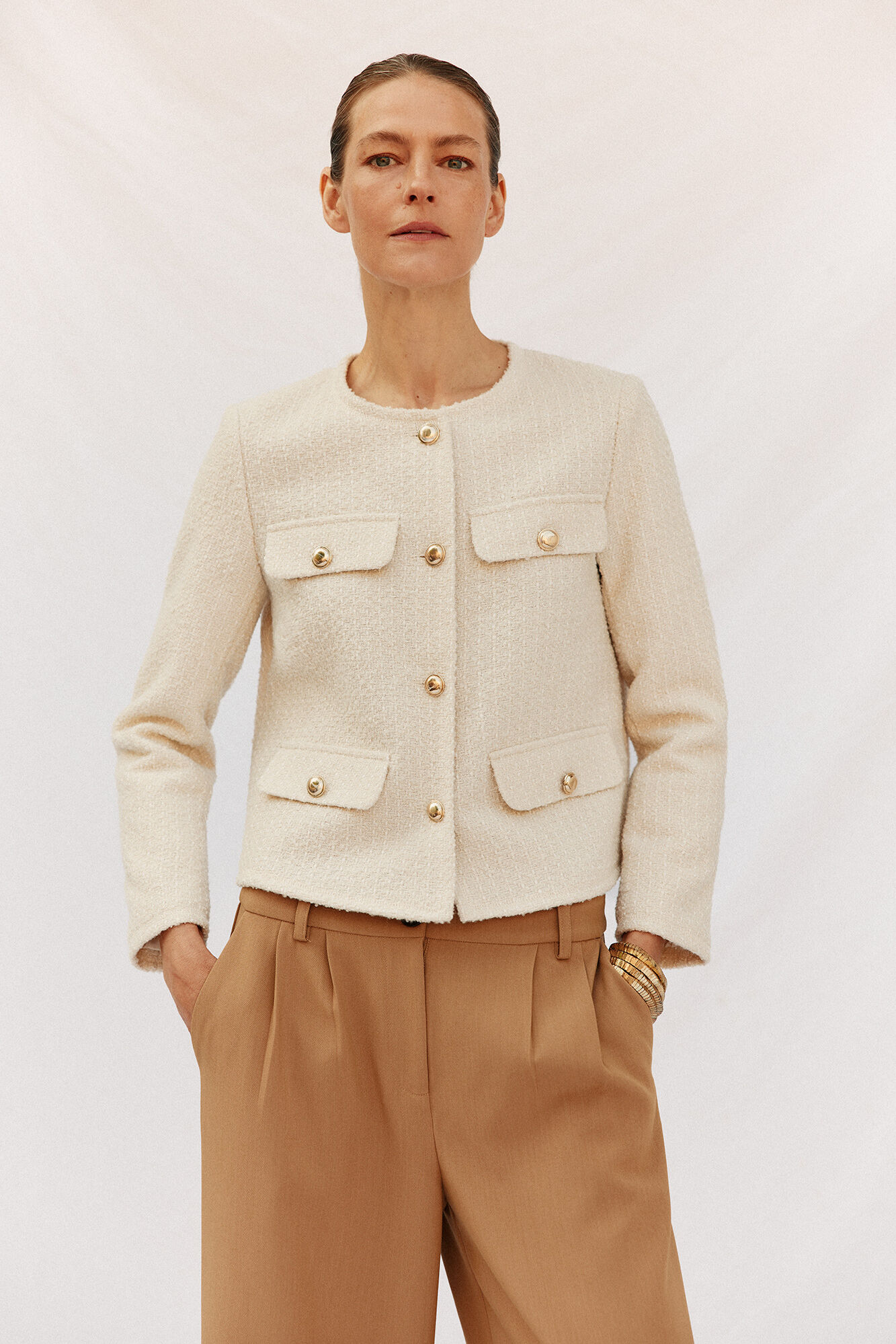 Cortefiel Structure jacket Ivory