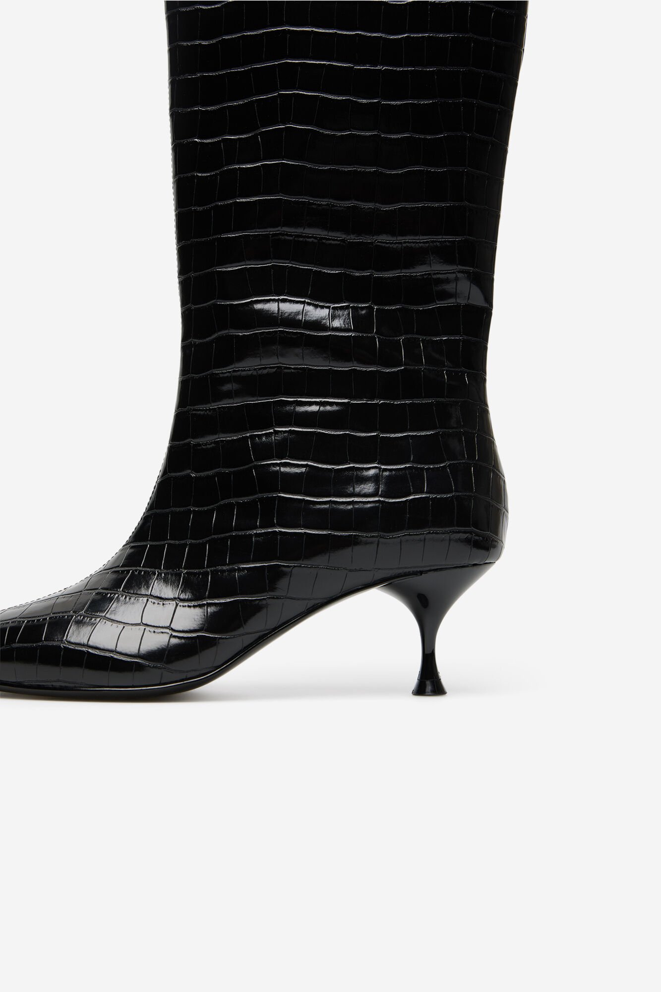 Cortefiel Coconut-effect kitten-heeled boot Black