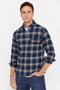 Cortefiel Checked flannel shirt Navy