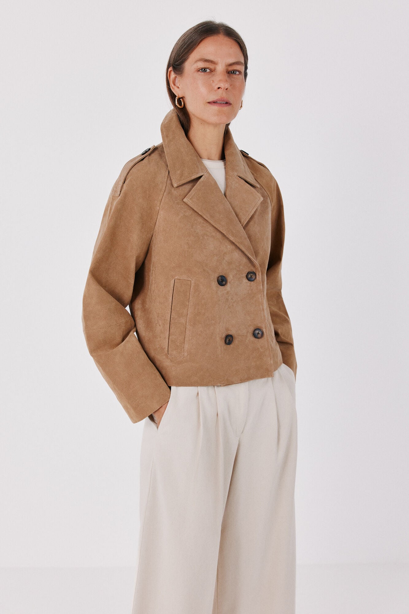 Cortefiel Short leather trench