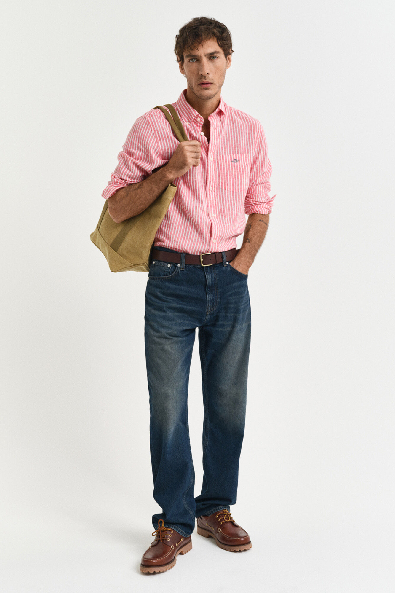 Gant Camisa Regular Fit de lino y algod&oacute;n a rayas