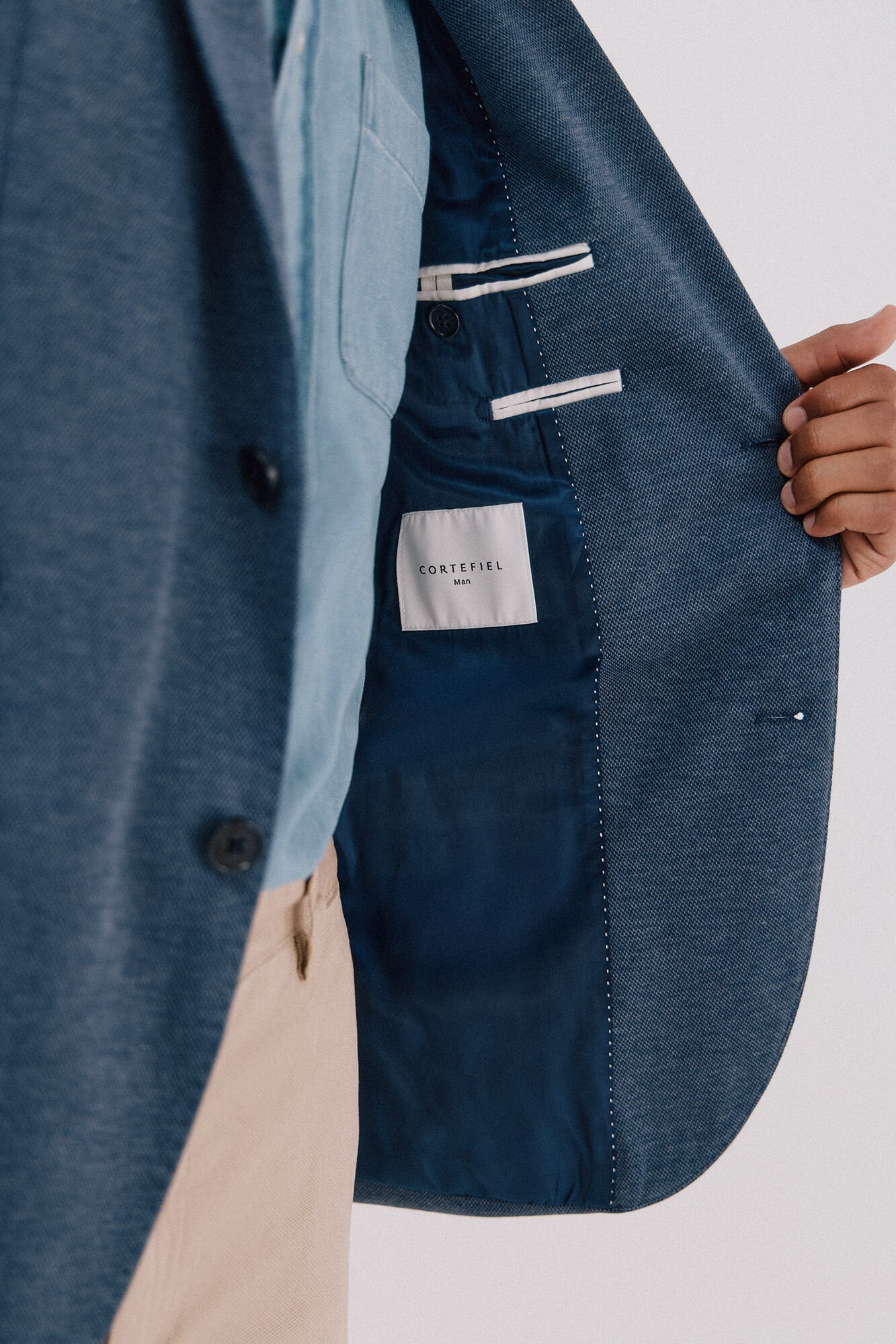 Cortefiel Jersey-knit blazer  Blue