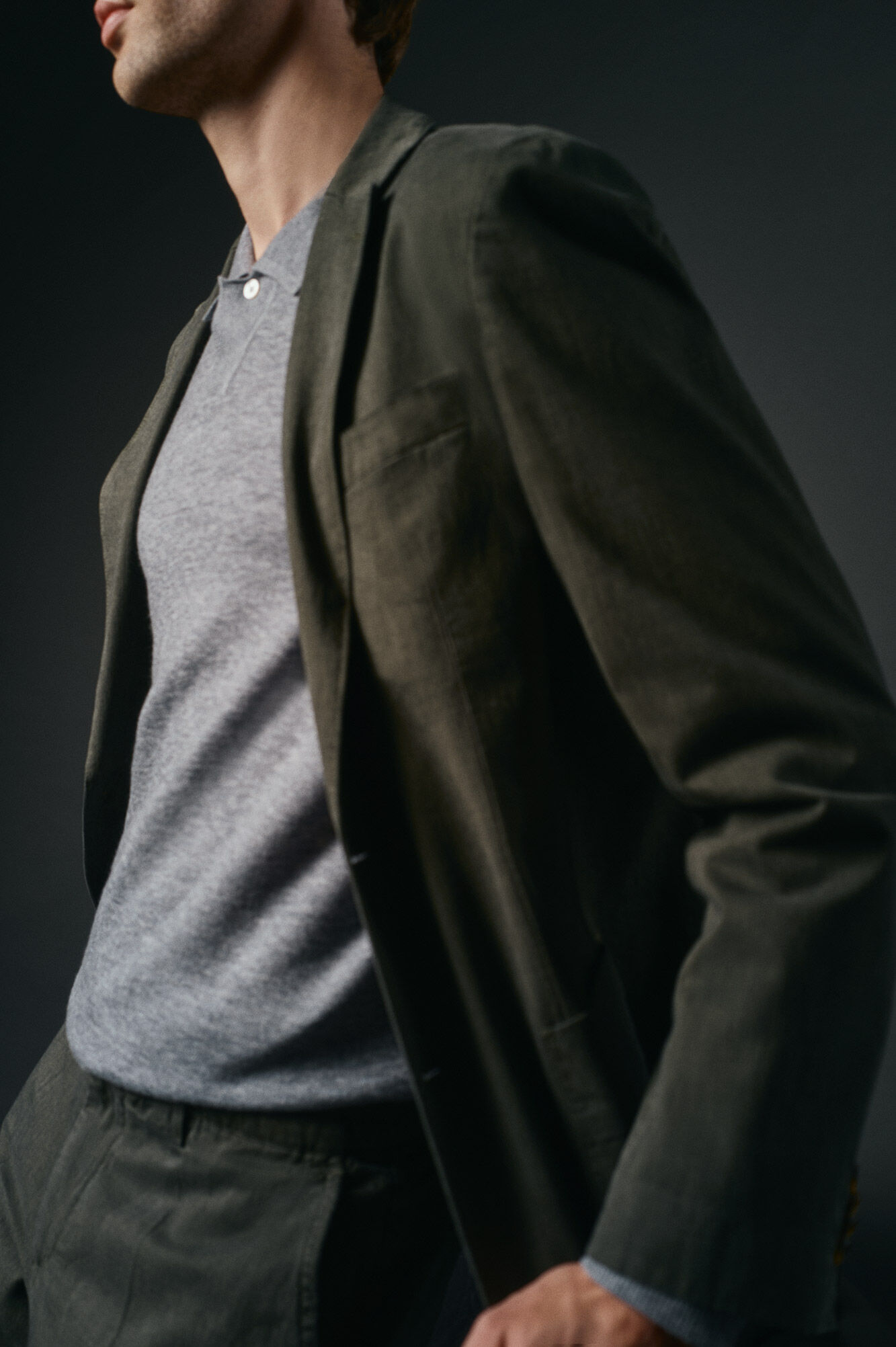 OOTO Americana traje algod&oacute;n coordinado Kaki