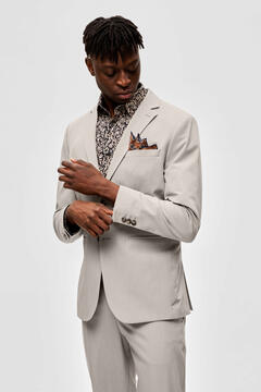 Cortefiel Slim fit blazer made from recycled materials. Grey
